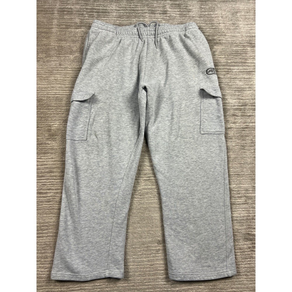 Ecko Function Mens XL Grey Cargo Sweatpants Fleece Lined Relaxed Joggers Rhino